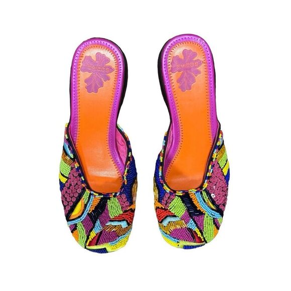Chicos multicolored beaded boho beach slip on shoes size 7 - Picture 1 of 4